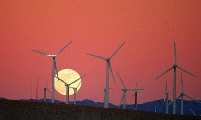 Moon Rise behind the San Gorgonio Pass Wind Farm by Chuck Coker via flickr
