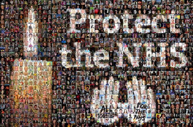 Photo mosaic for the NHS vigil by trades union congress via flickr