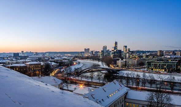 Winter cityscape of Vilnius by Mantas Volungevicius via flickr