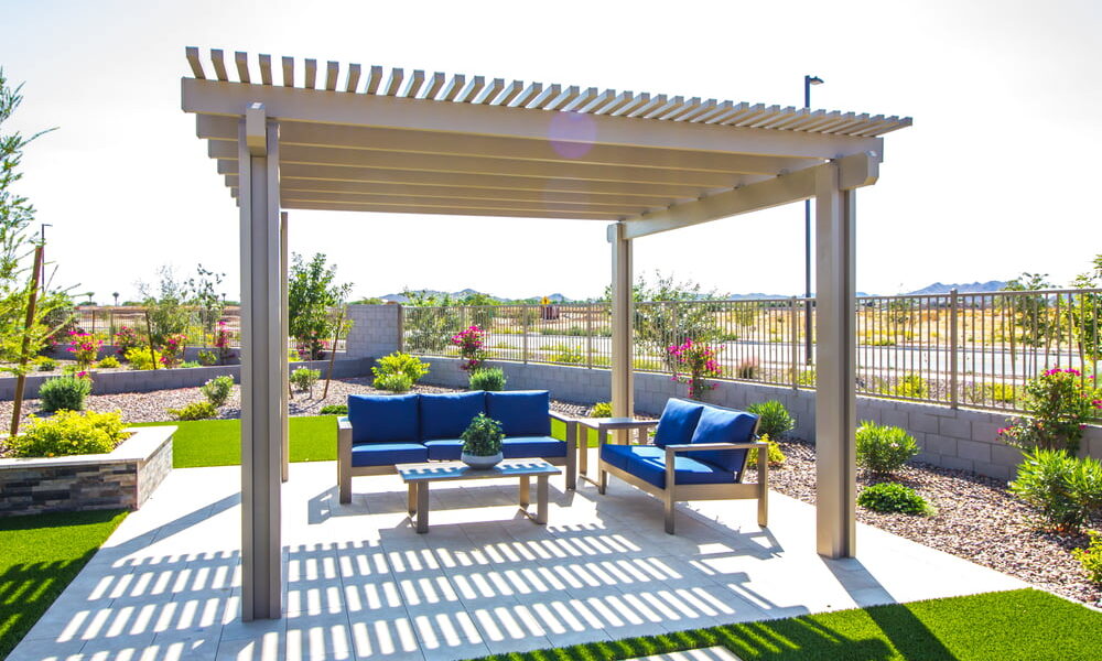 energy efficient pergolas can help lower a home's carbon footprint