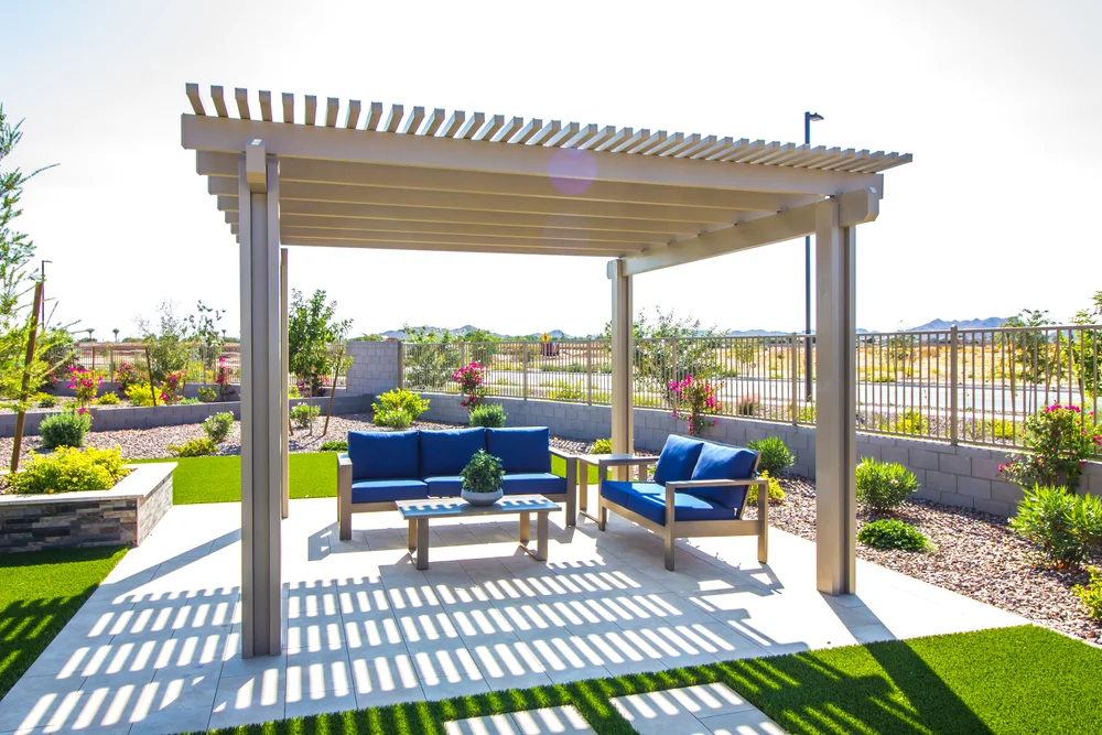 energy efficient pergolas can help lower a home's carbon footprint