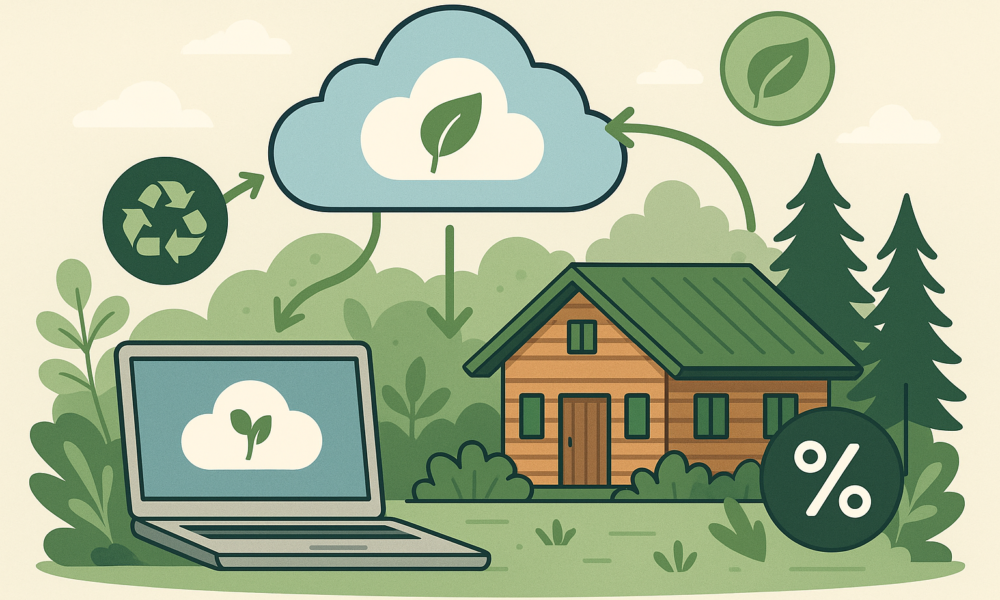 How Cloud Software Helps Small Eco-Lodges Minimize Their Carbon Footprints -- AI-generated illustration