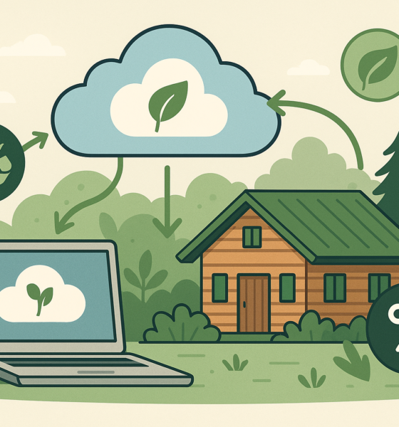 How Cloud Software Helps Small Eco-Lodges Minimize Their Carbon Footprints -- AI-generated illustration