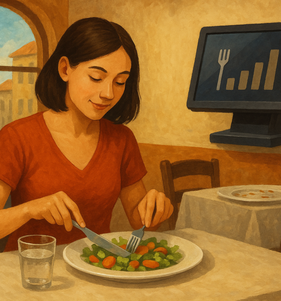 Eating Out Abroad? ePOS Systems Are Quietly Cutting Food Waste -- AI-generated illustration