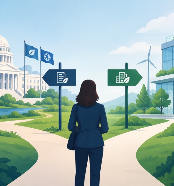 What Separates a Career Shaping Environmental Policy From One Shaping Corporate Sustainability -- AI-generated illustration