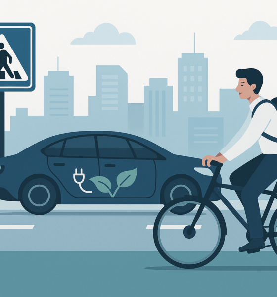 Sustainable Commuting in Loveland: Balancing a Lower Carbon Footprint With Road Safety -- AI-generated illustration